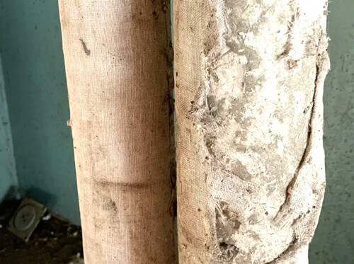 Asbestos pipe lagging